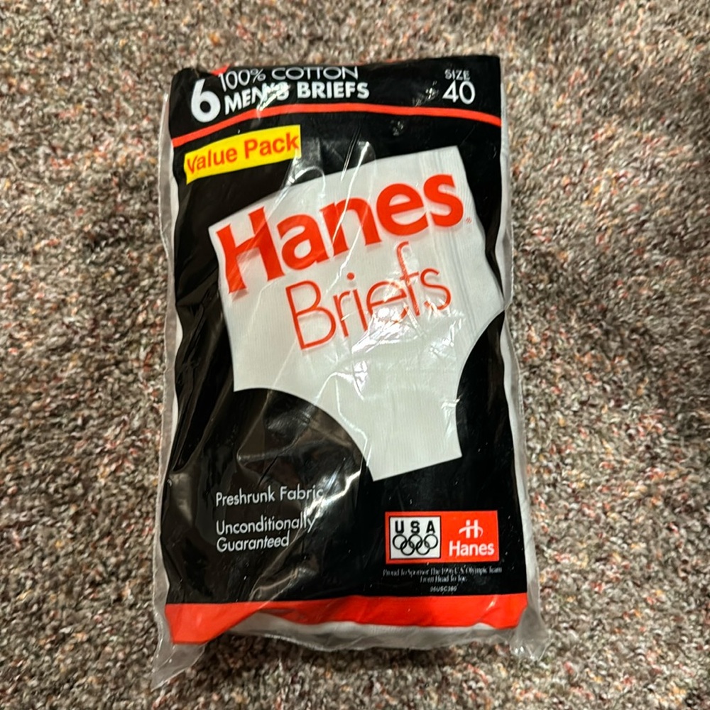Hanes Briefs NOS Size 40 Unopened Pack of 6
